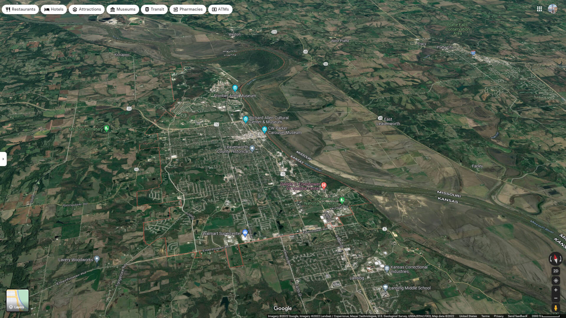 Leavenworth Aerial Map Kansas